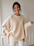Oversized Batwing Sleeve Sweater - front