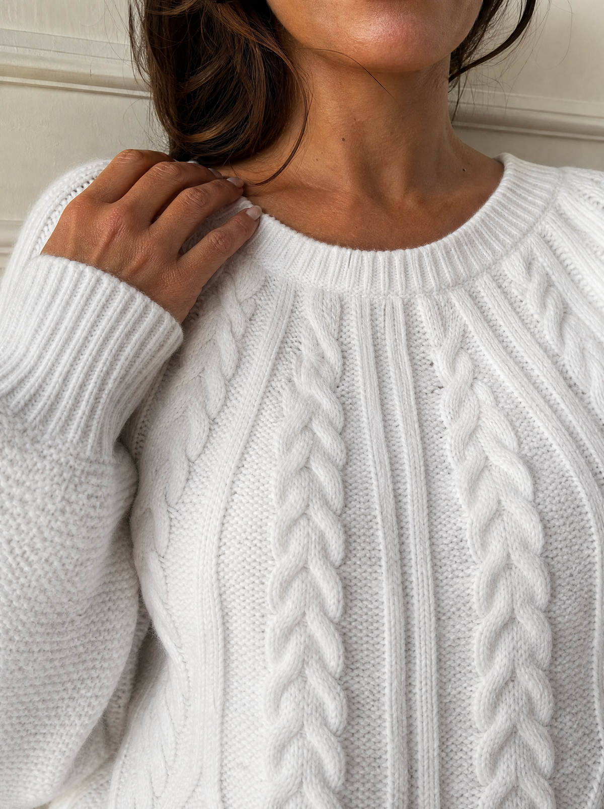 Cable-Knit Round Neck Sweater - detail
