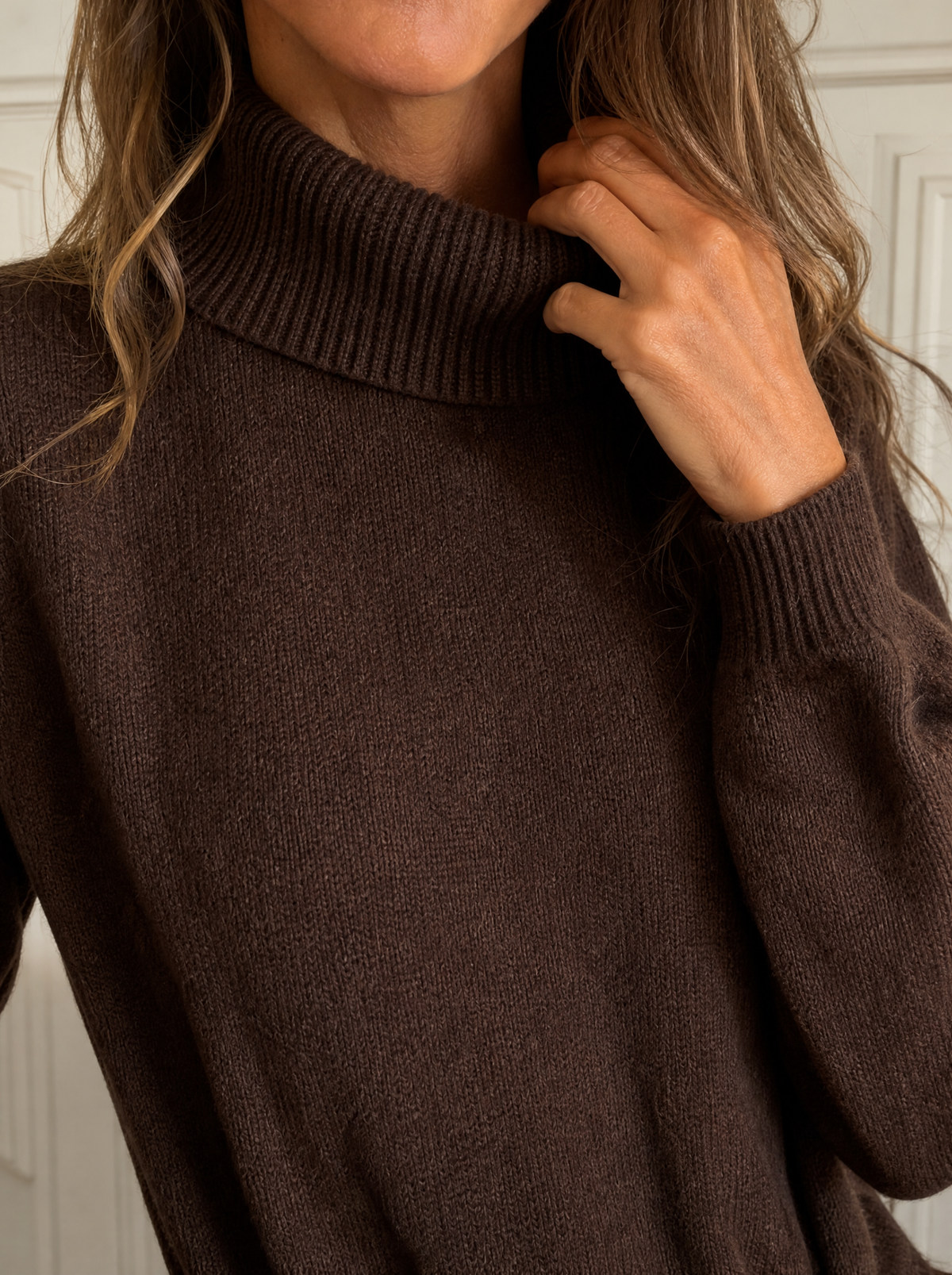 Turtleneck Long Sleeve Sweater Dress - detail