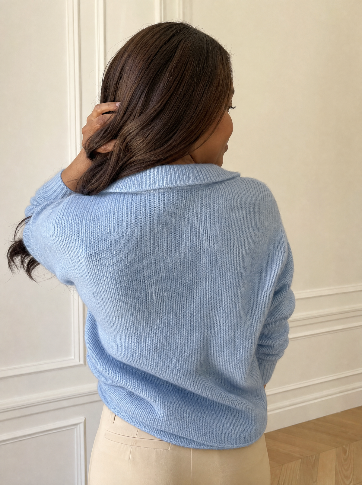 Half Zip Dropped Shoulder Sweater - back