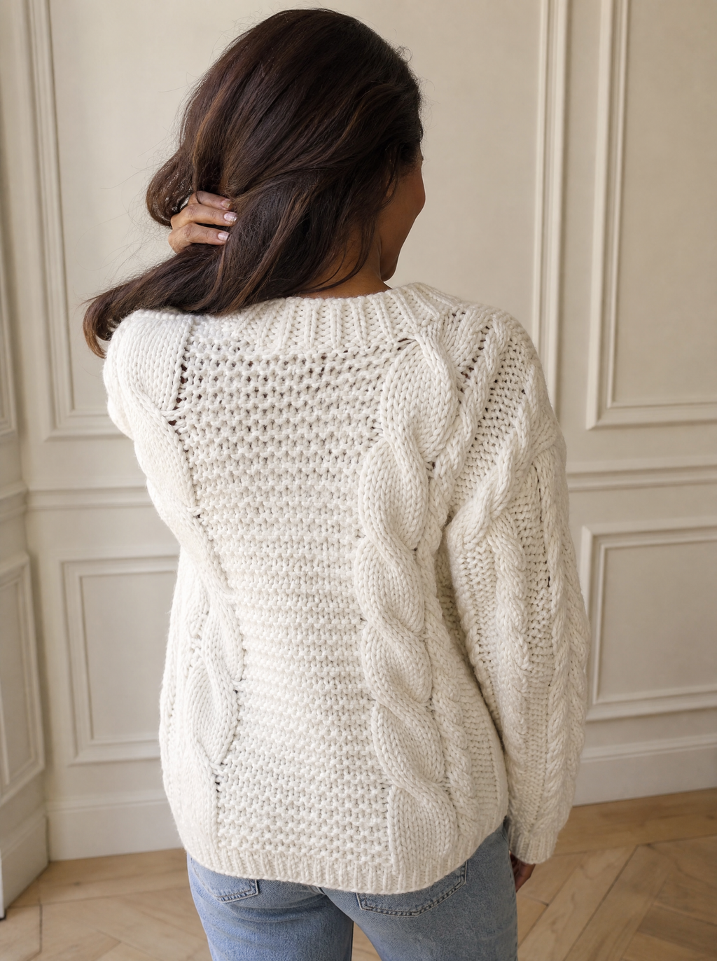 Chunky Cable-Knit Sweater - back