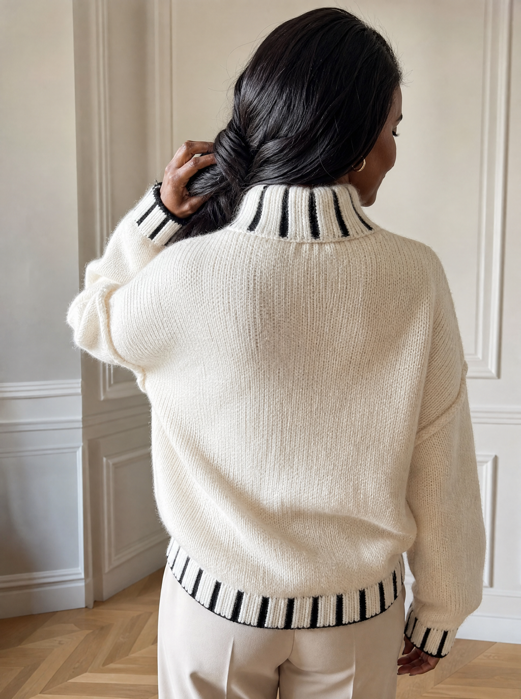 Turtleneck Dropped Shoulder Sweater - back