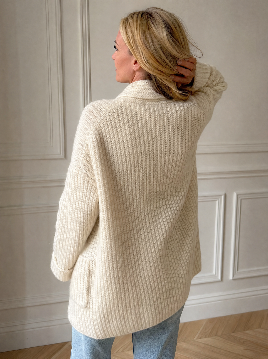 Full Size Open-Front Cardigan with Pockets Plus Size - back