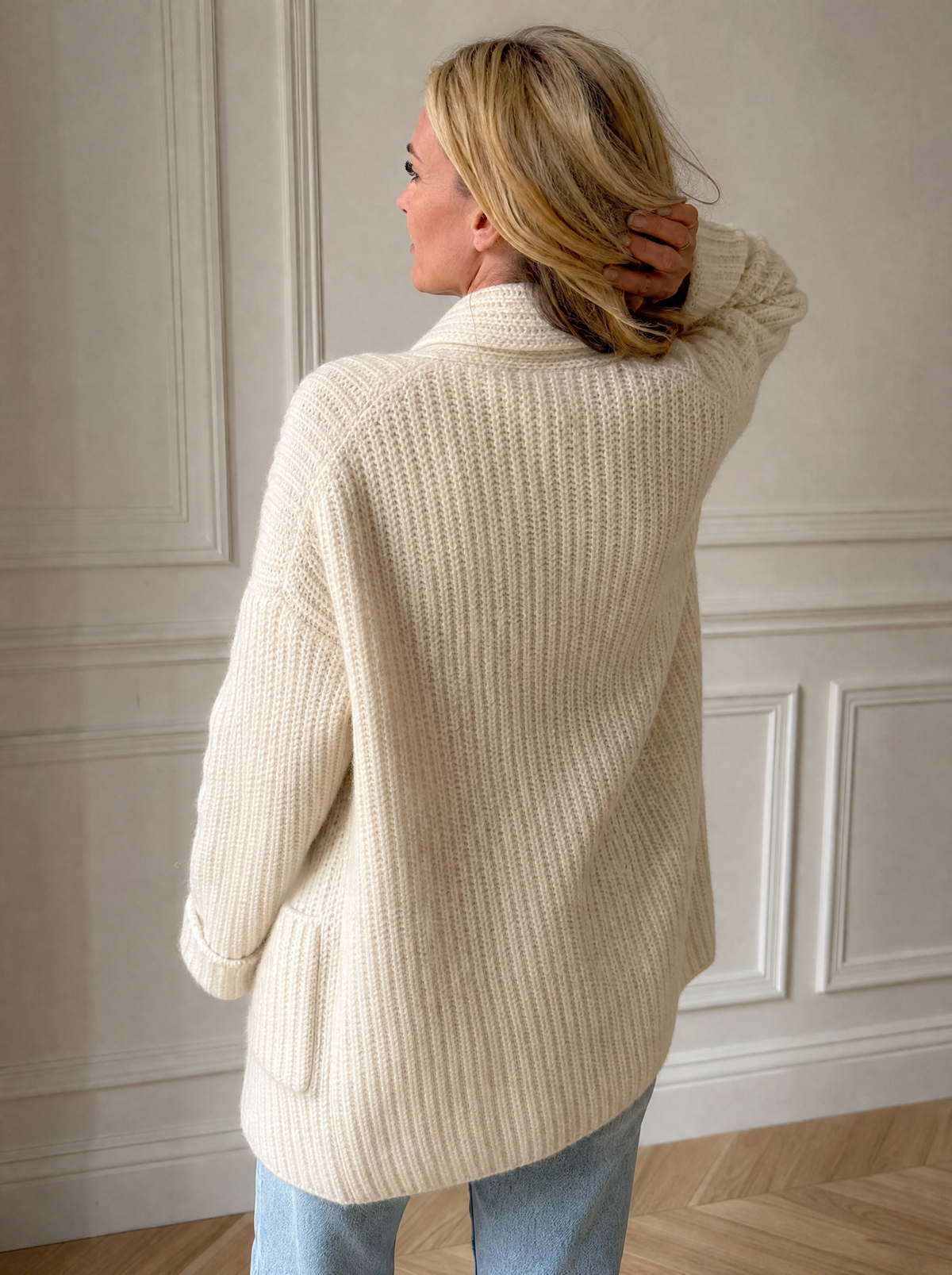 Full Size Open-Front Cardigan with Pockets Plus Size - back