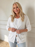 Full Size Button Up Raglan Sleeve Cardigan Plus Size - front