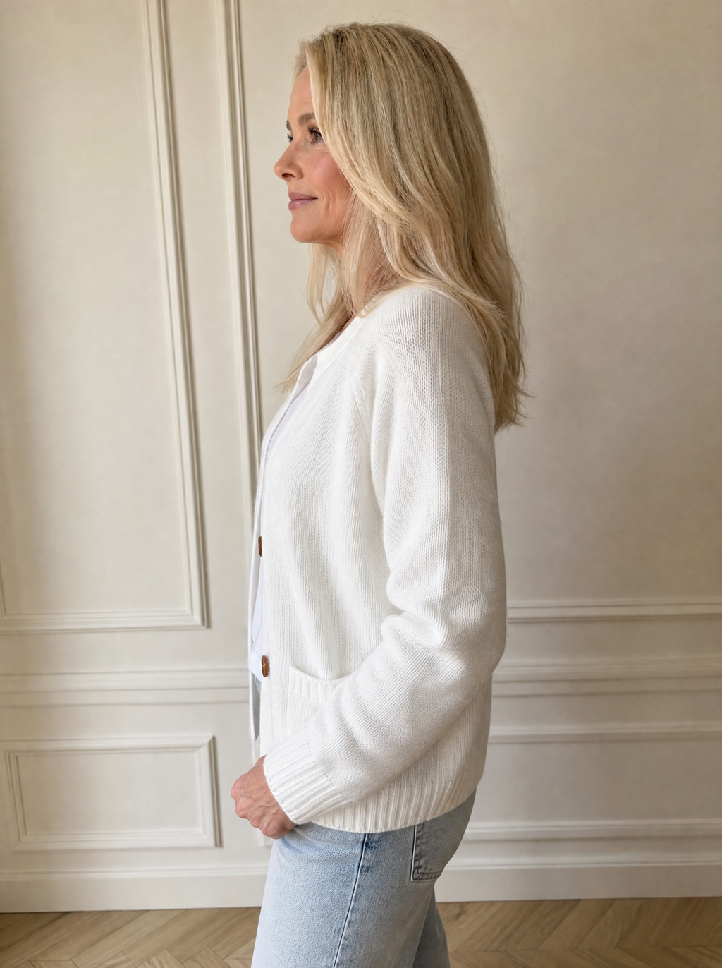 Full Size Button Up Raglan Sleeve Cardigan Plus Size - side