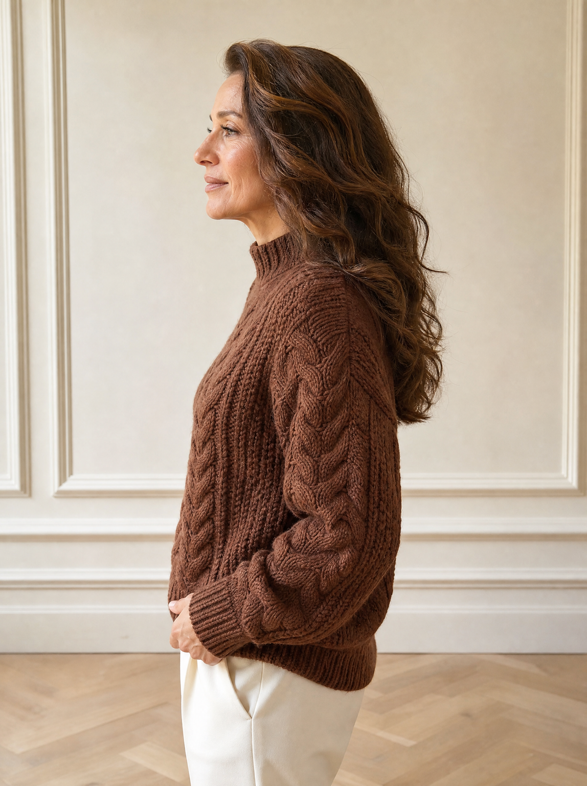 Mock Neck Cable Knit Sweater - side