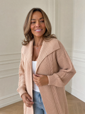 Cable-Knit Open-Front Longline Cardigan - front