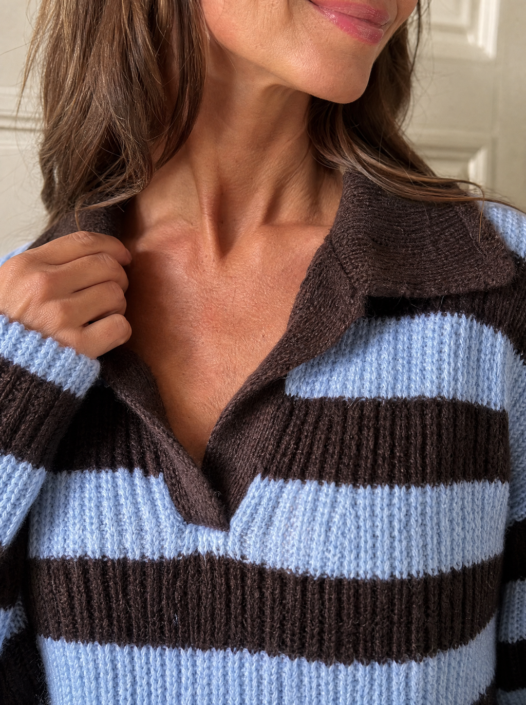 Striped Dropped Shoulder Sweater - detail