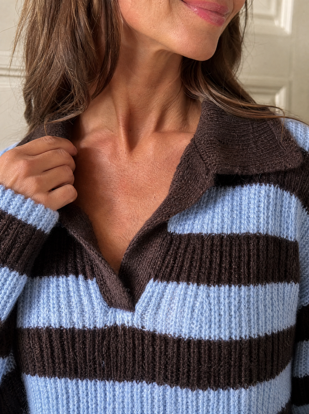 Striped Dropped Shoulder Sweater - detail