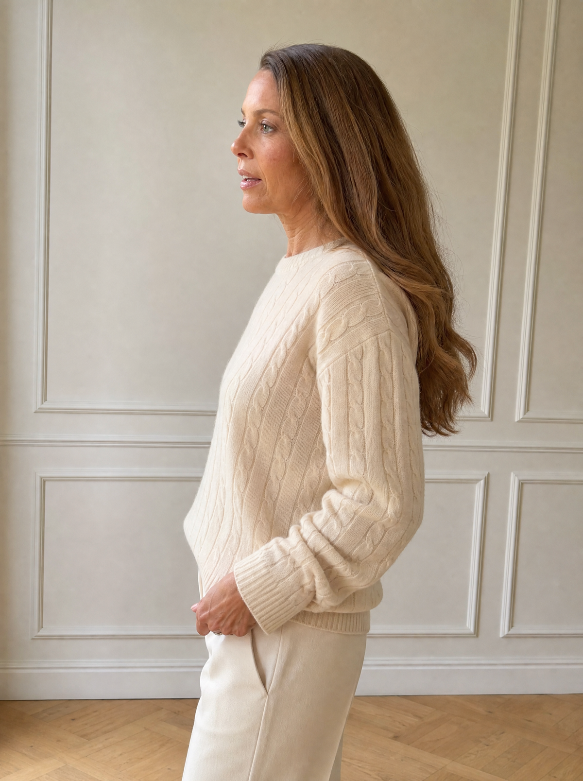 Cable-Knit Crew Neck Sweater - side