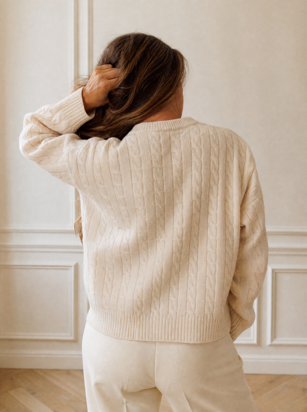 Cable-Knit Crew Neck Sweater - back
