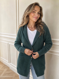 Full Size Button-Down Hooded Cardigan Plus Size - front