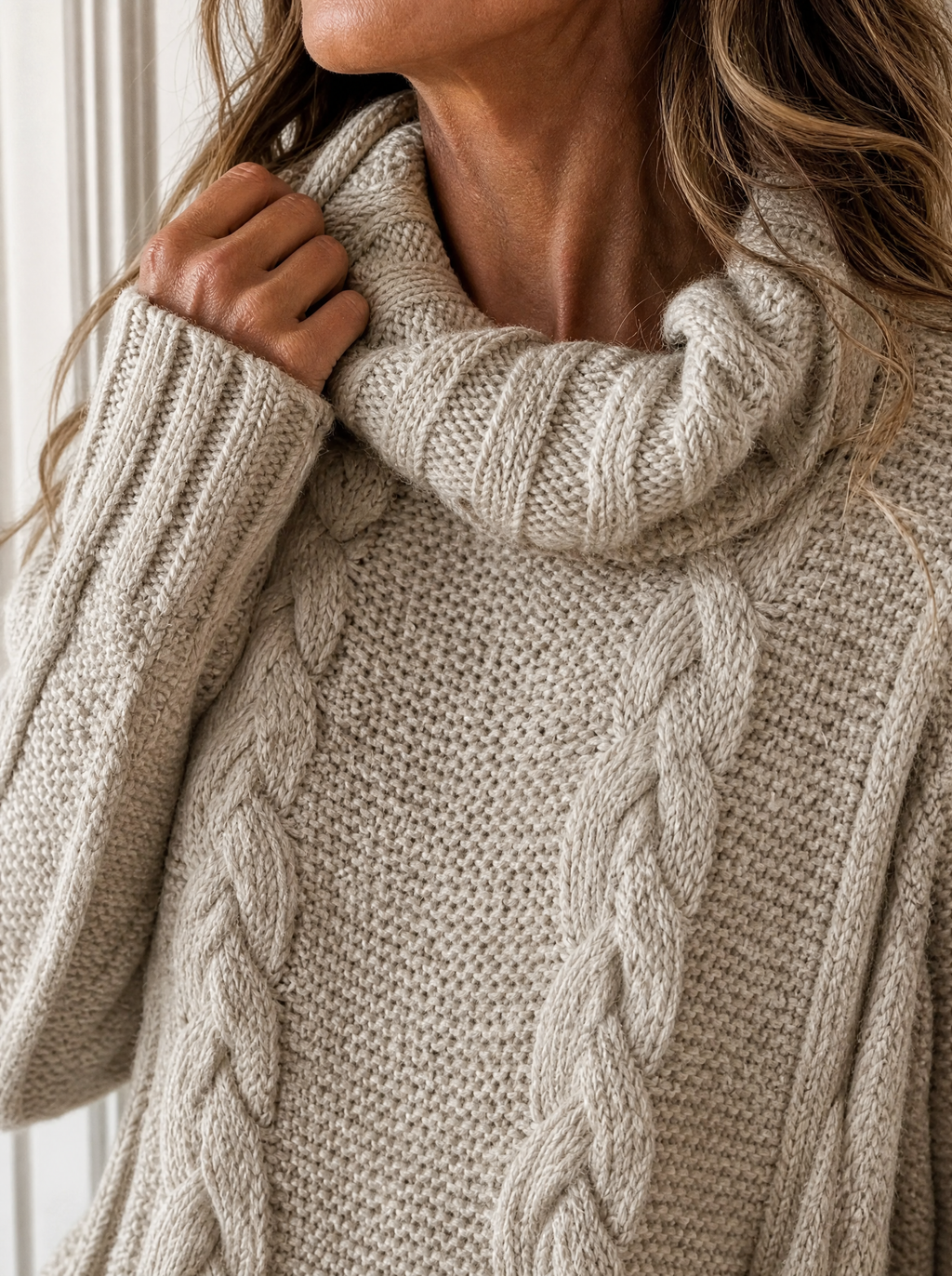 Cable-Knit Turtleneck Sweater - detail