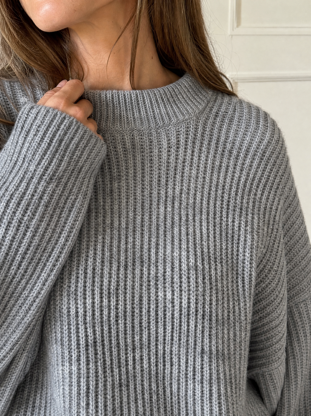 Ribbed Knit Crew Neck Sweater - detail