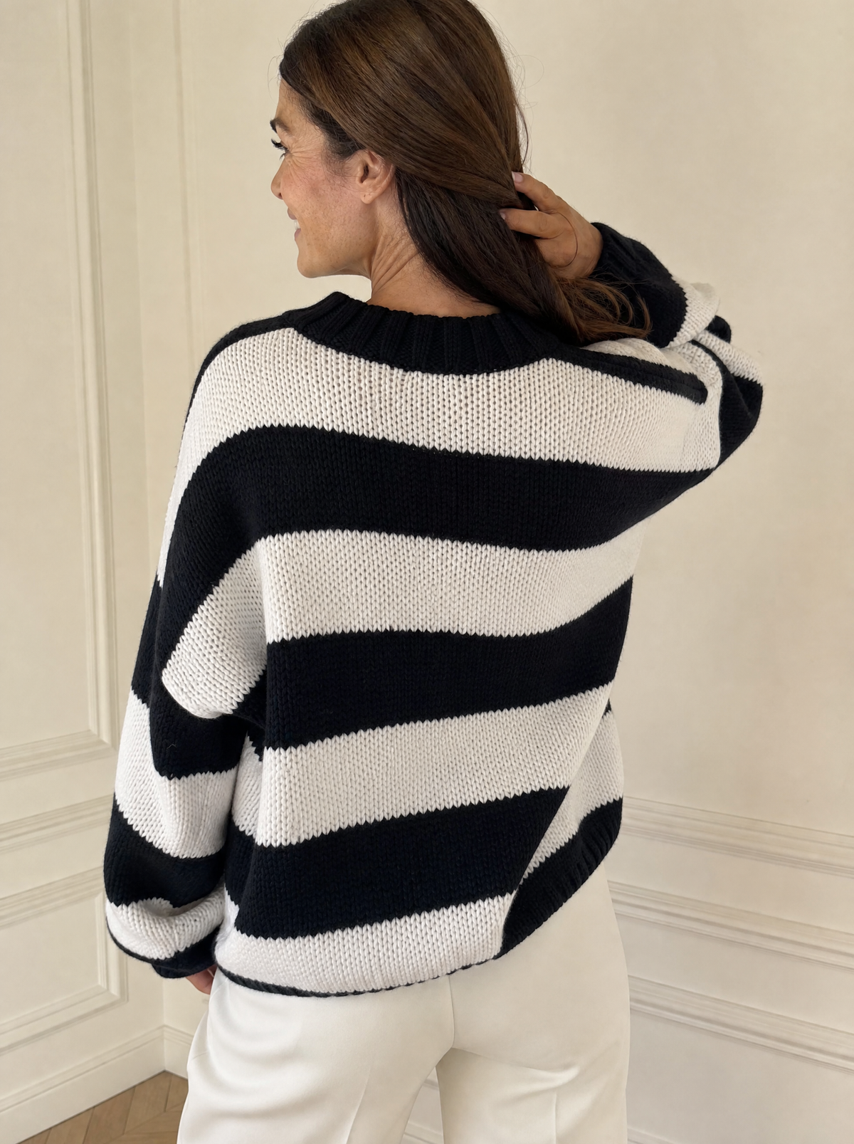 Striped Dropped Shoulder Sweater - back