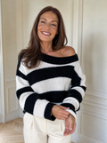 Striped Dropped Shoulder Sweater - front