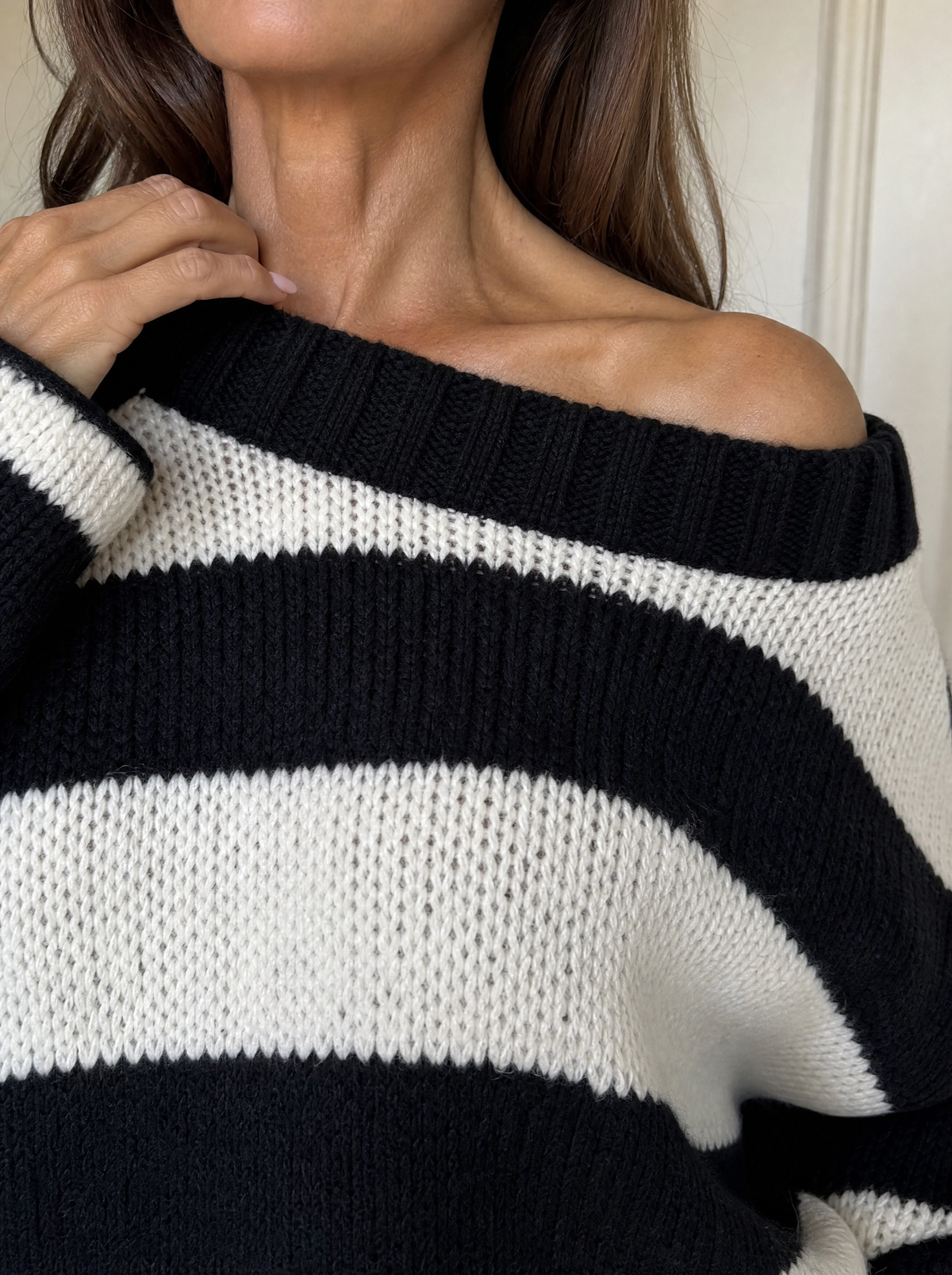 Striped Dropped Shoulder Sweater - detail