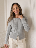 Cable Knit Zipper Detail Sweater - front