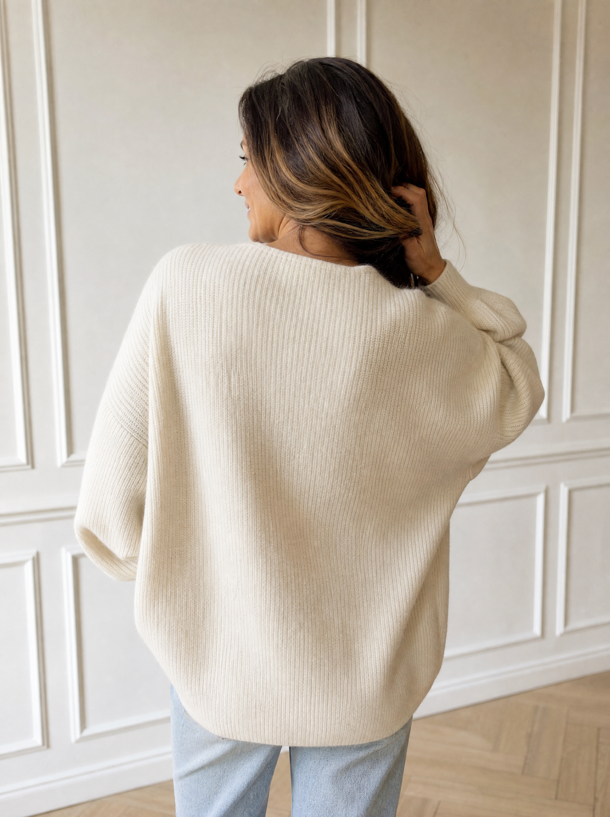Full Size Scalloped-Edge Oversized Button-Down Cardigan Plus Size - back