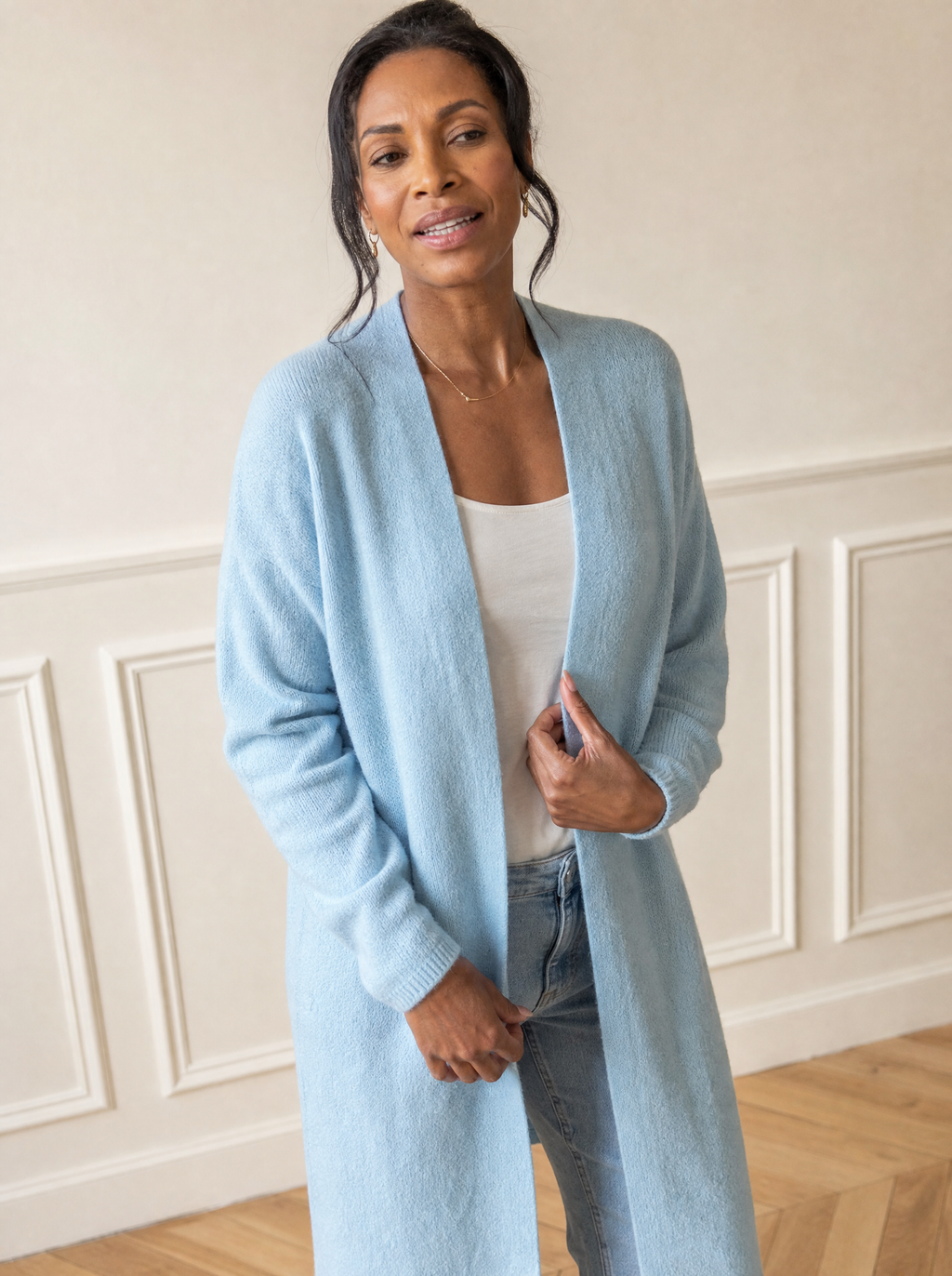 Soft Open-Front Longline Cardigan - front