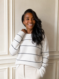 Striped Crew Neck Dropped Shoulder Sweater - front