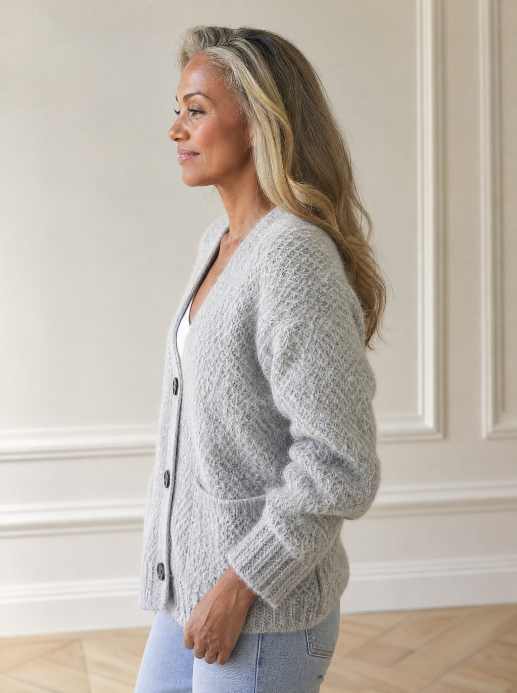 Full Size V-Neck Button-Down Cardigan Plus Size - side