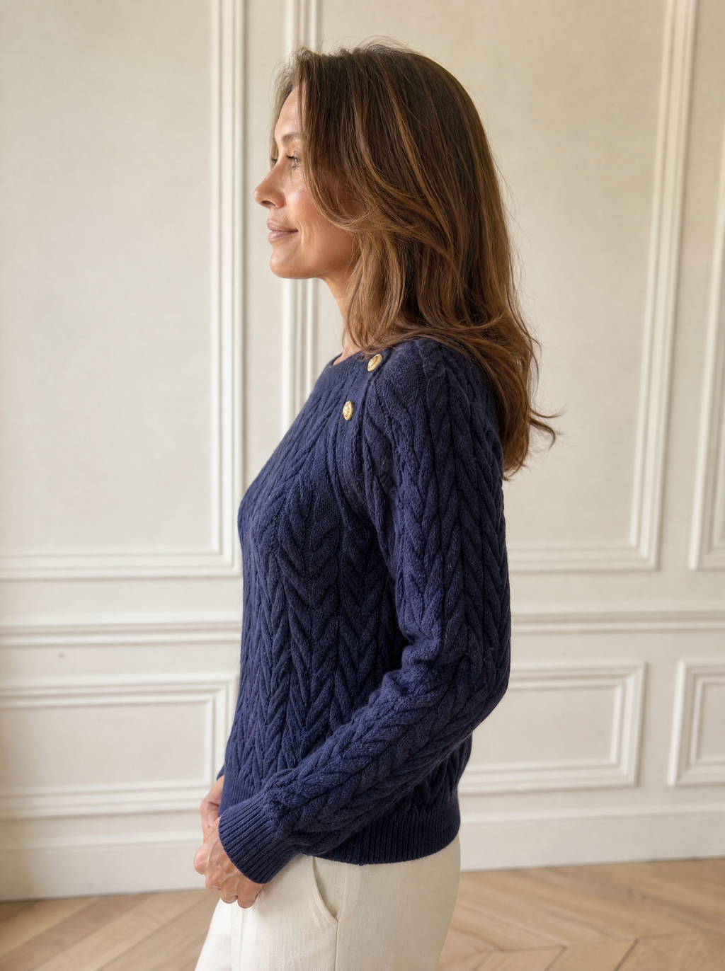 Cable-Knit Raglan Sleeve Sweater - side