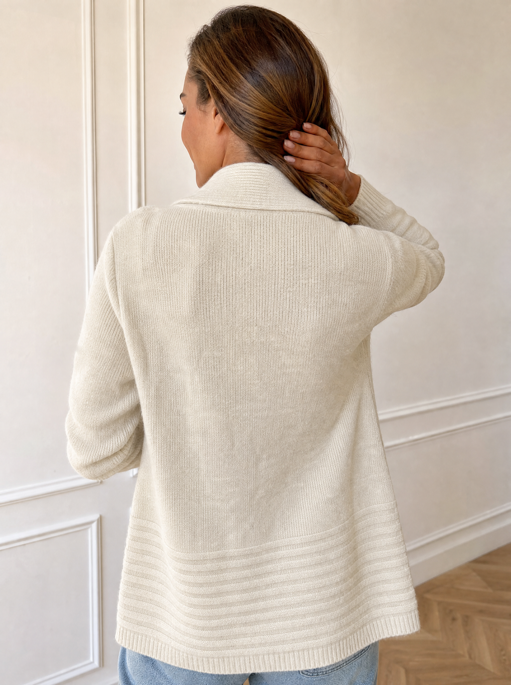 Full Size Open Front Long Sleeve Cardigan Plus Size - back