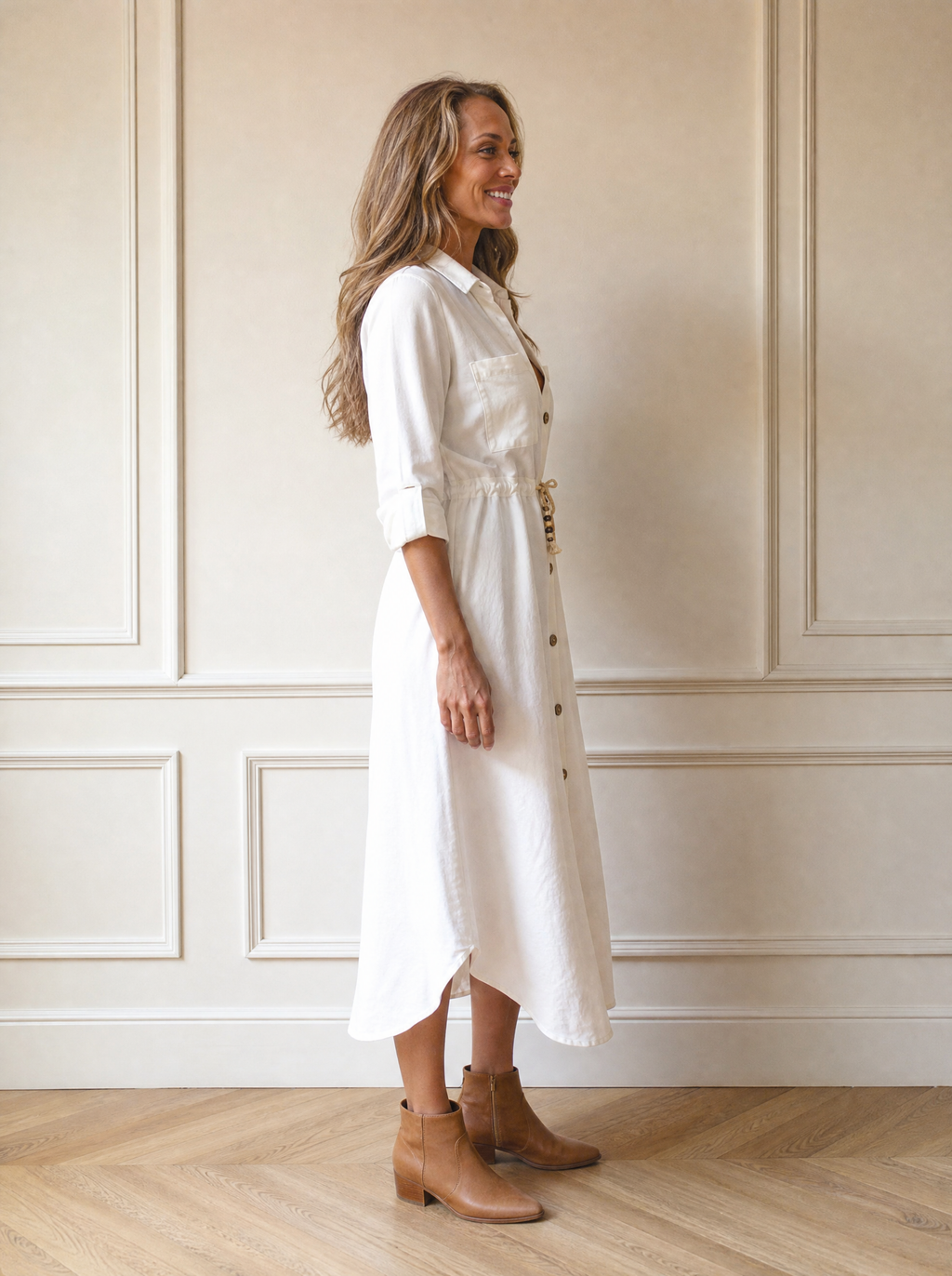 Button-Front Belted Shirt Dress - side