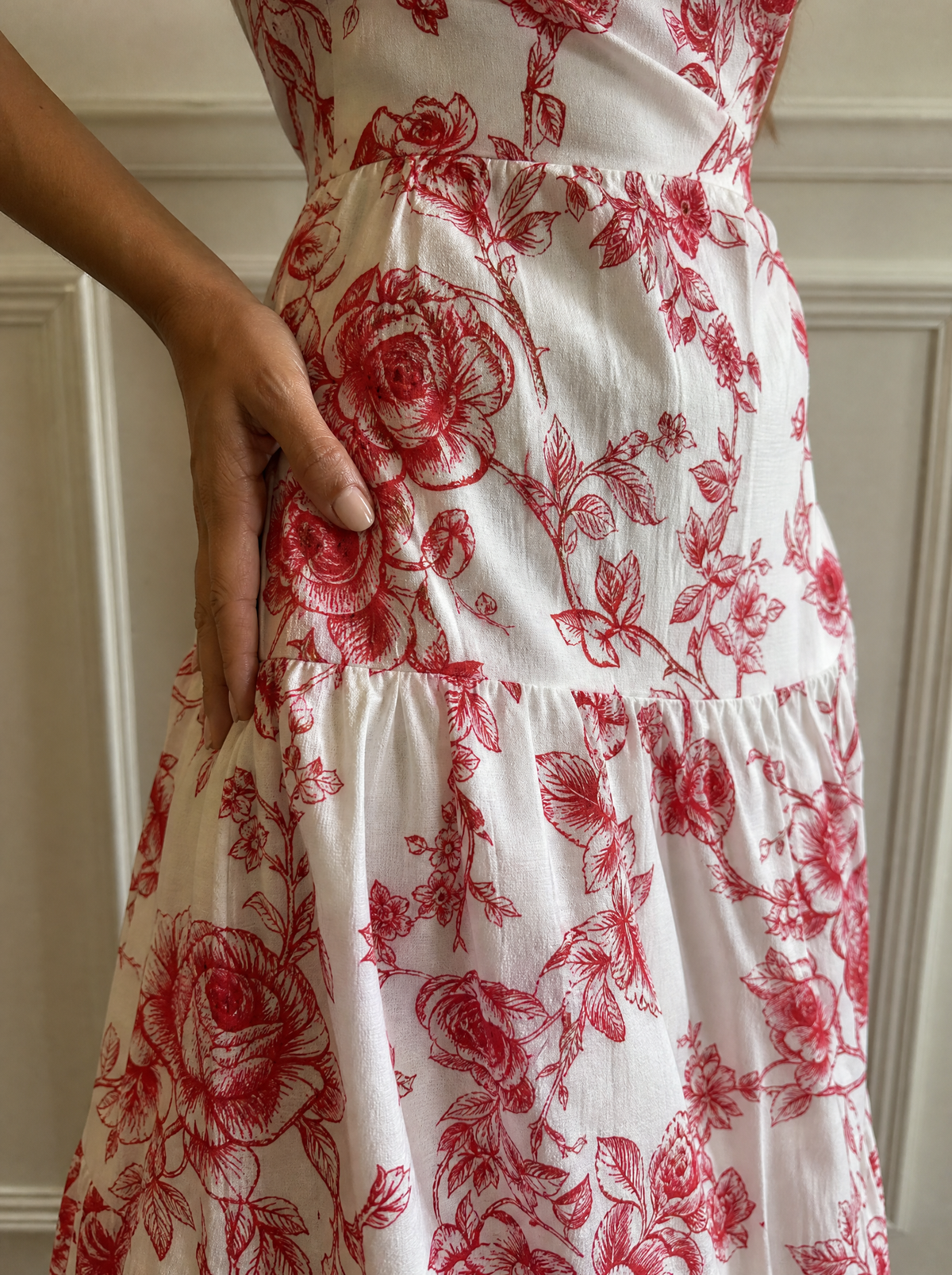 Floral Print Tie Strap Maxi Dress - detail