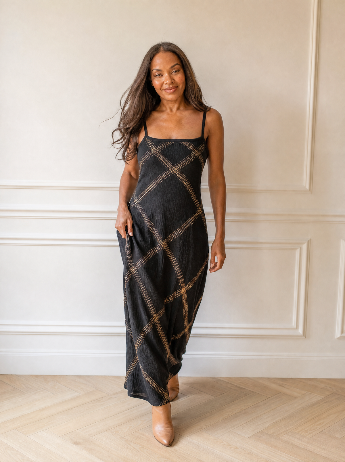 Full Size Square Neck Maxi Dress Plus Size - front