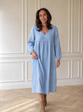 Full Size Lace Trim Long Sleeve Midi Dress Plus Size - front