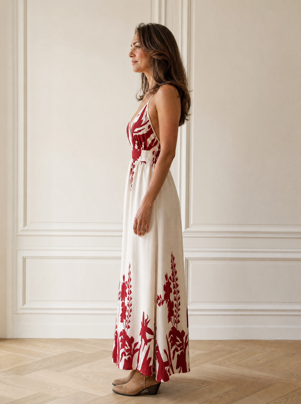 Deep V-Neck Spaghetti Strap Maxi Dress - side