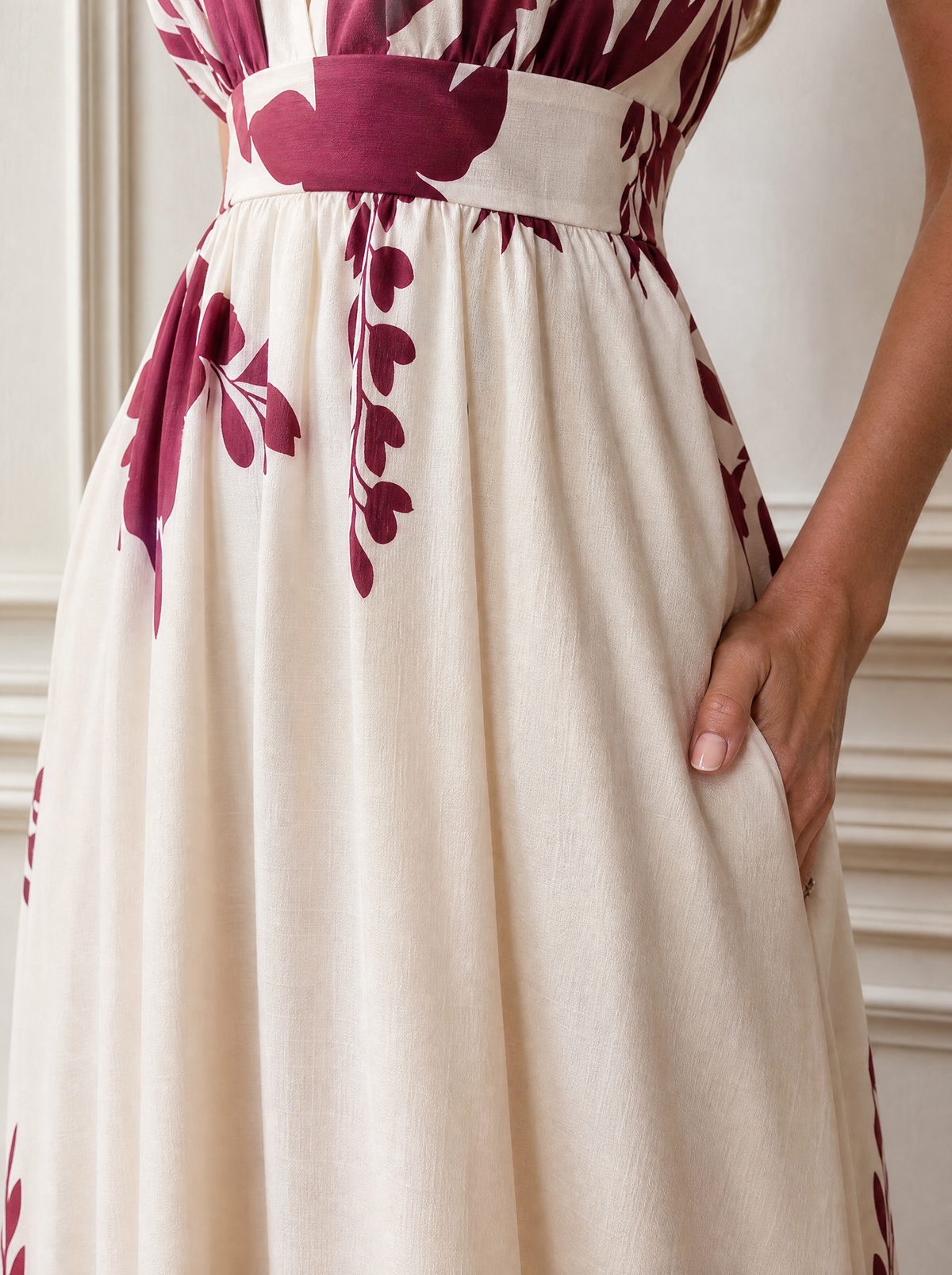 Deep V-Neck Spaghetti Strap Maxi Dress - detail