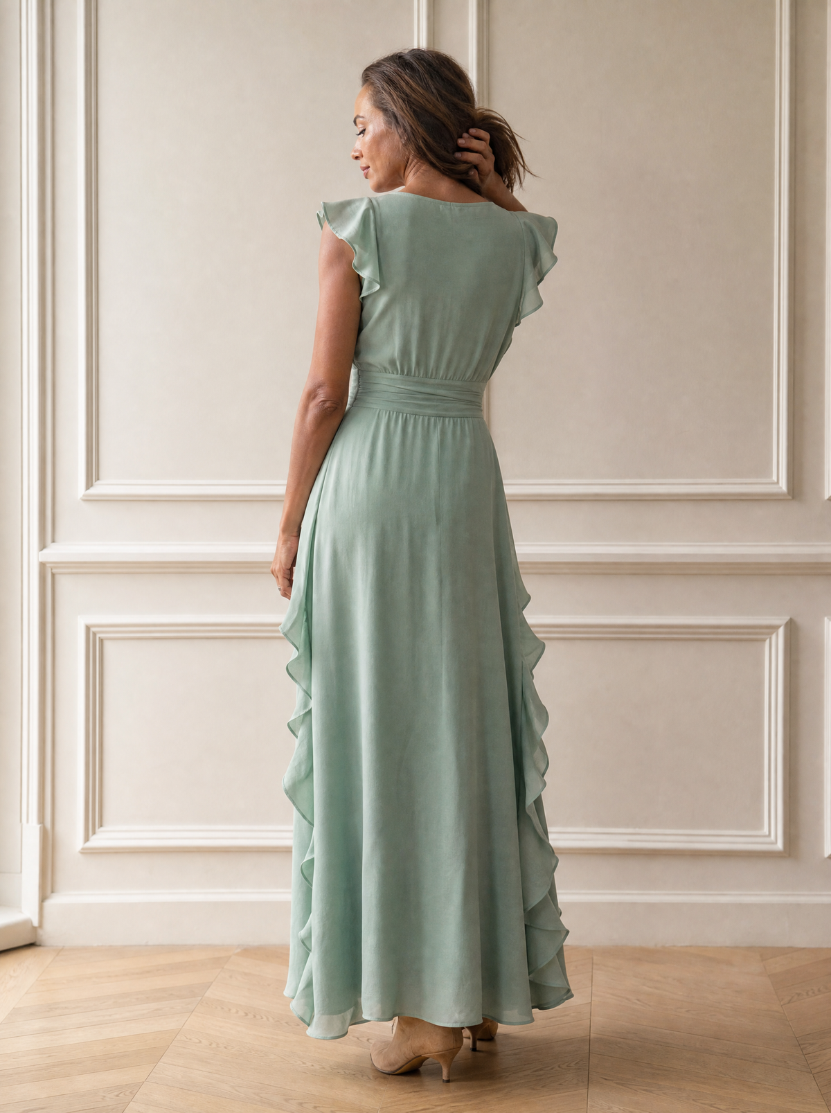 Ruffled Surplice Maxi Dress - back