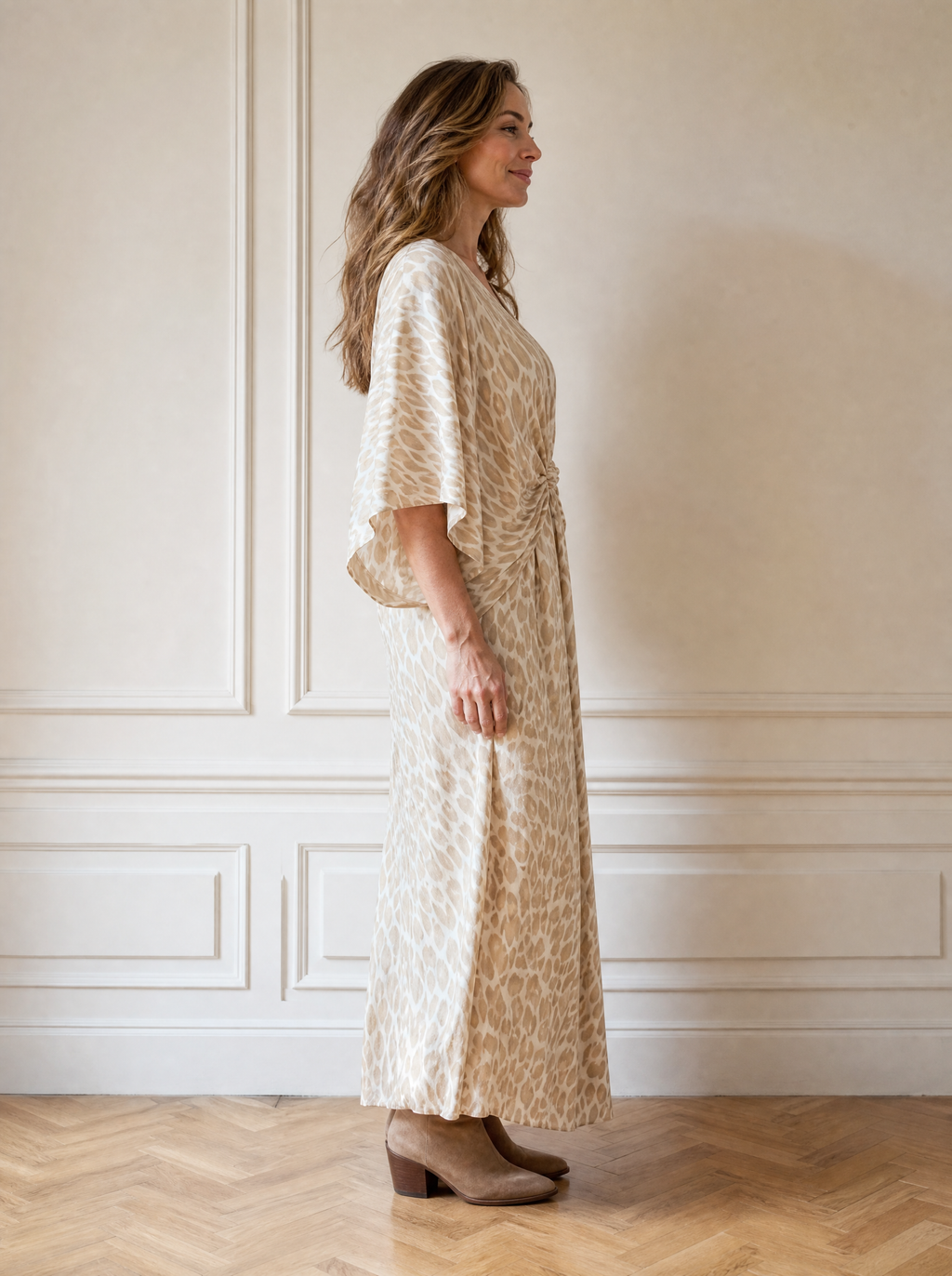 Leopard Print V-Neck Maxi Dress - side