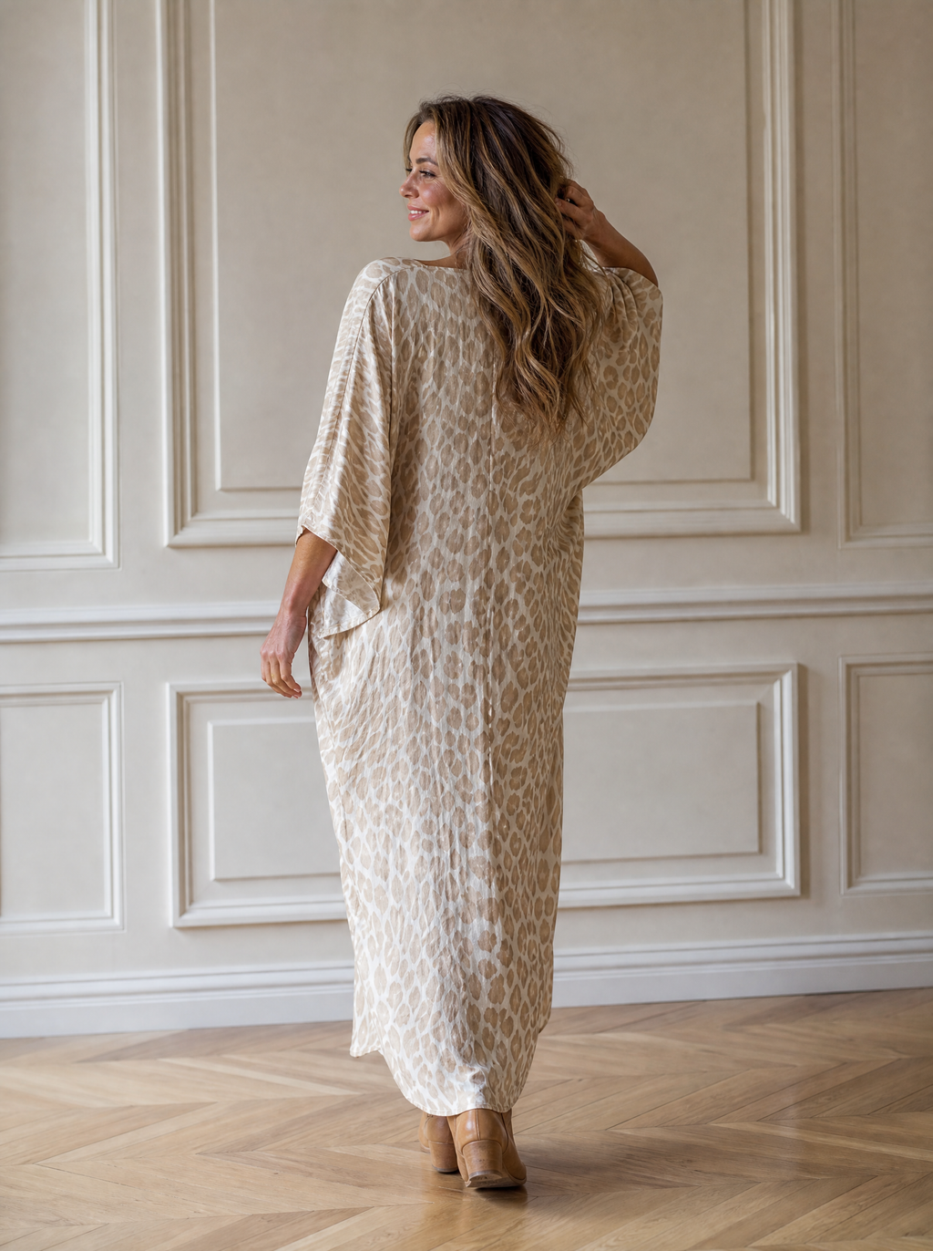 Leopard Print V-Neck Maxi Dress - back