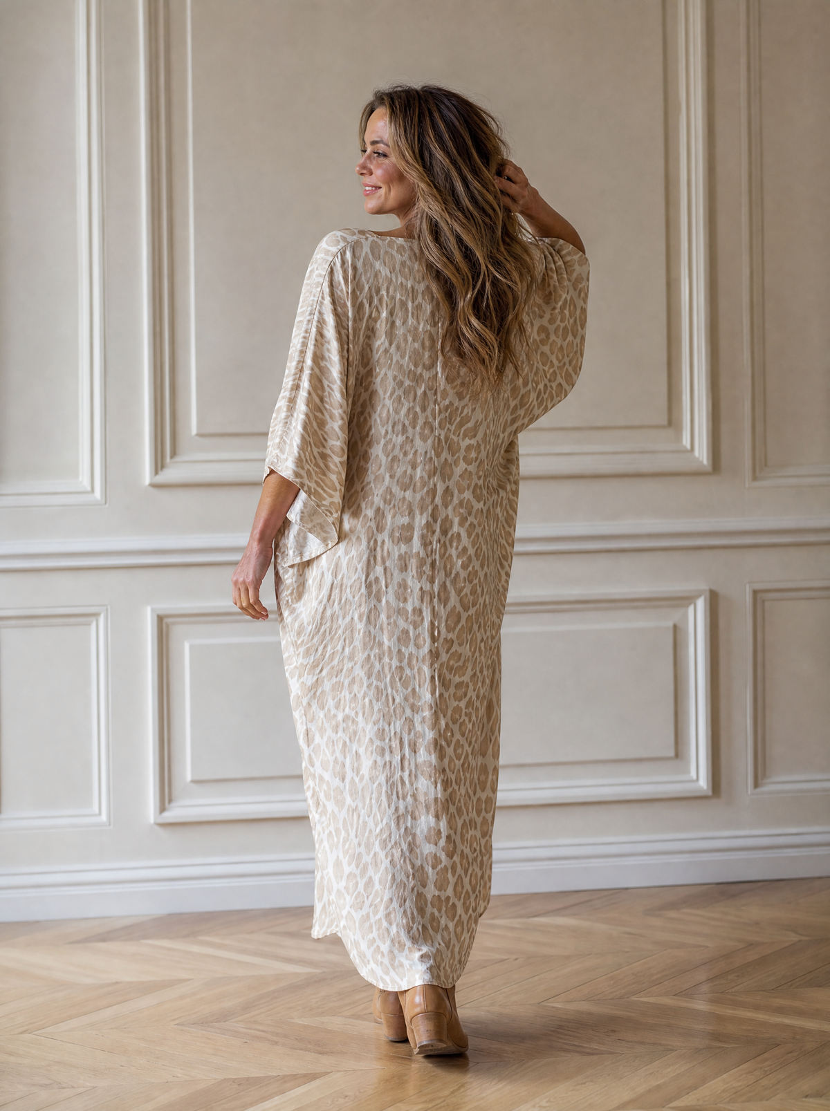 Leopard Print V-Neck Maxi Dress - back