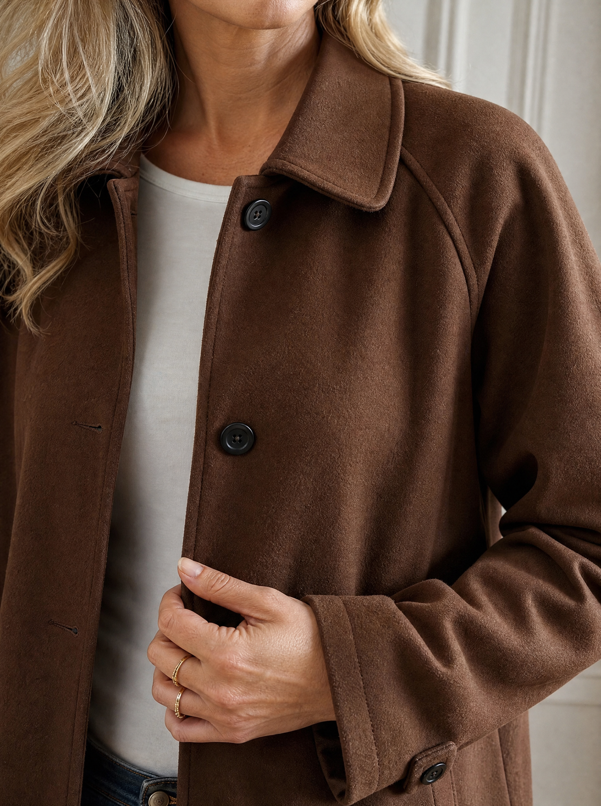 Single-Breasted Raglan Sleeve Outerwear - detail