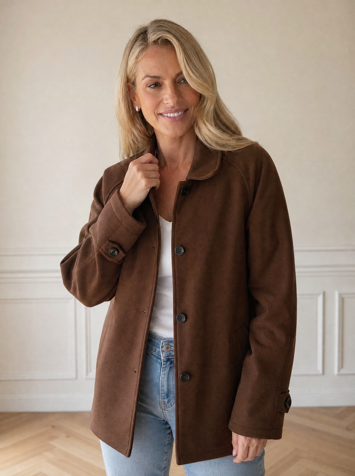Single-Breasted Raglan Sleeve Outerwear - front