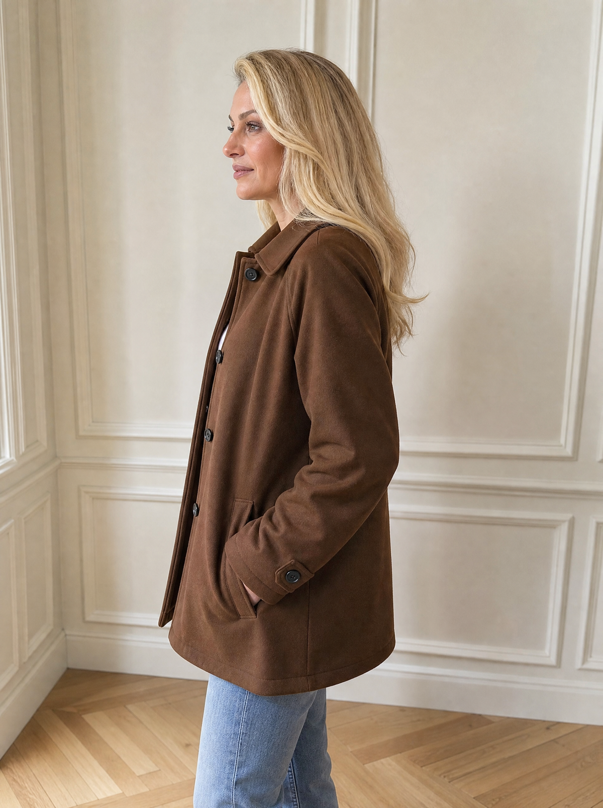 Single-Breasted Raglan Sleeve Outerwear - side