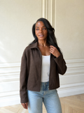 Zip Up Dropped Shoulder Jacket - front