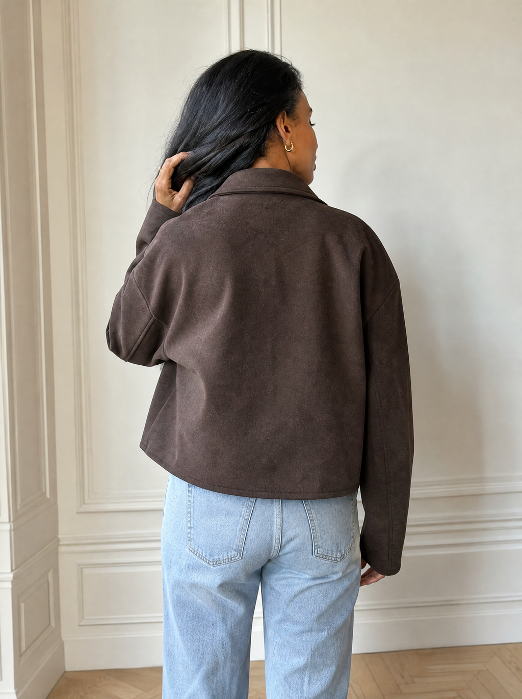Zip Up Dropped Shoulder Jacket - back