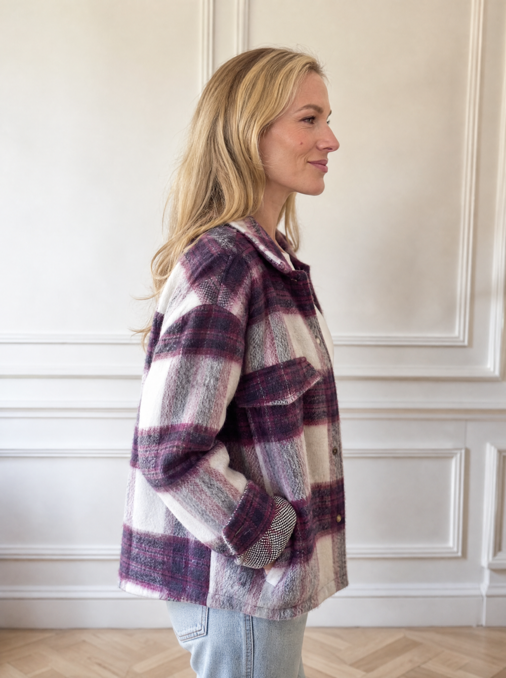Plaid Button-Down Shacket - side