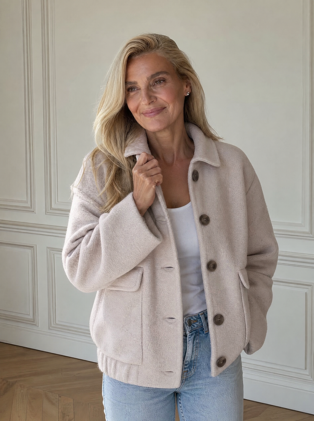 Button-Down Long Sleeve Outerwear - front