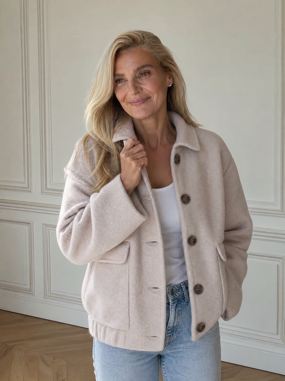 Button-Down Long Sleeve Outerwear - front