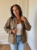 Leopard Print Denim Jacket - front