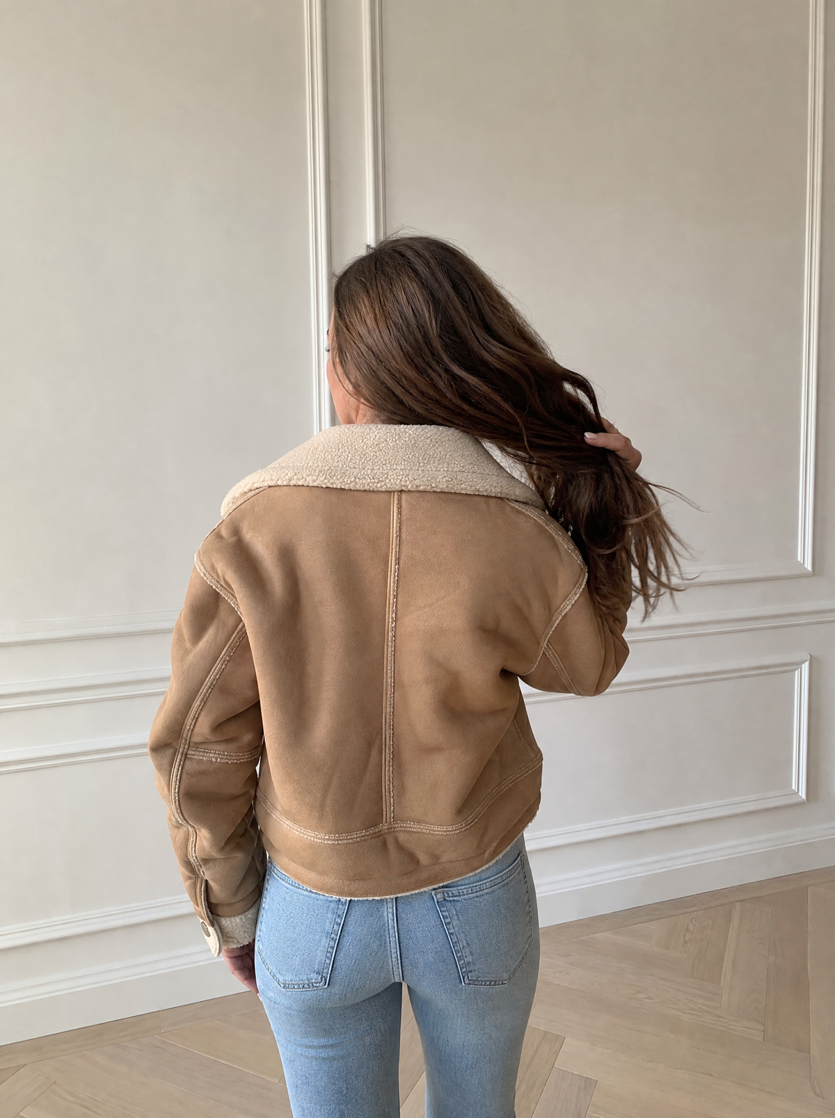 Sherpa Trim Cropped Jacket - back