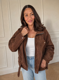 Zip Up Dropped Shoulder Moto Jacket - front